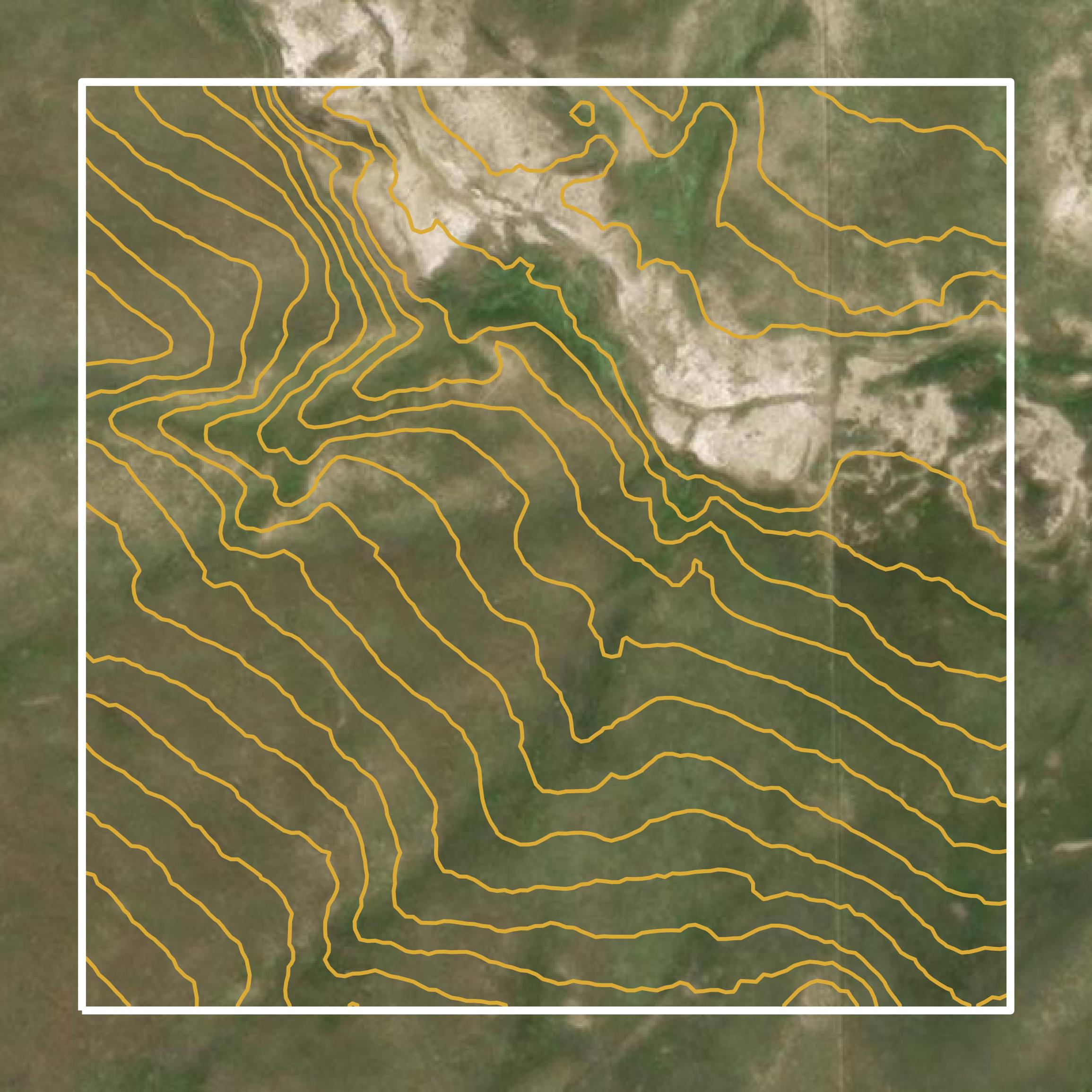 This image shows a contour map in Crook County created using GIS data in Equator.