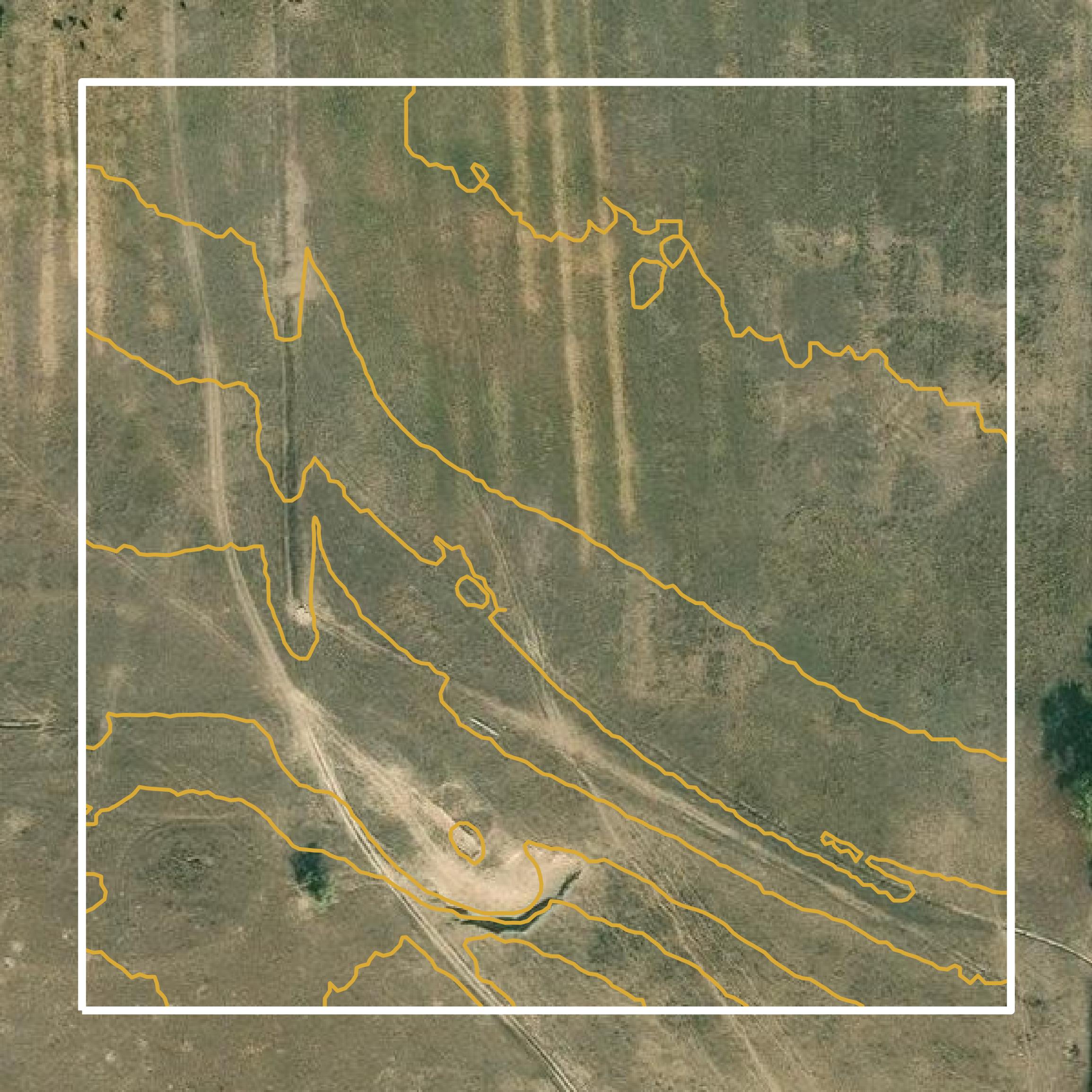 This image shows a contour map in Goshen County created using GIS data in Equator.