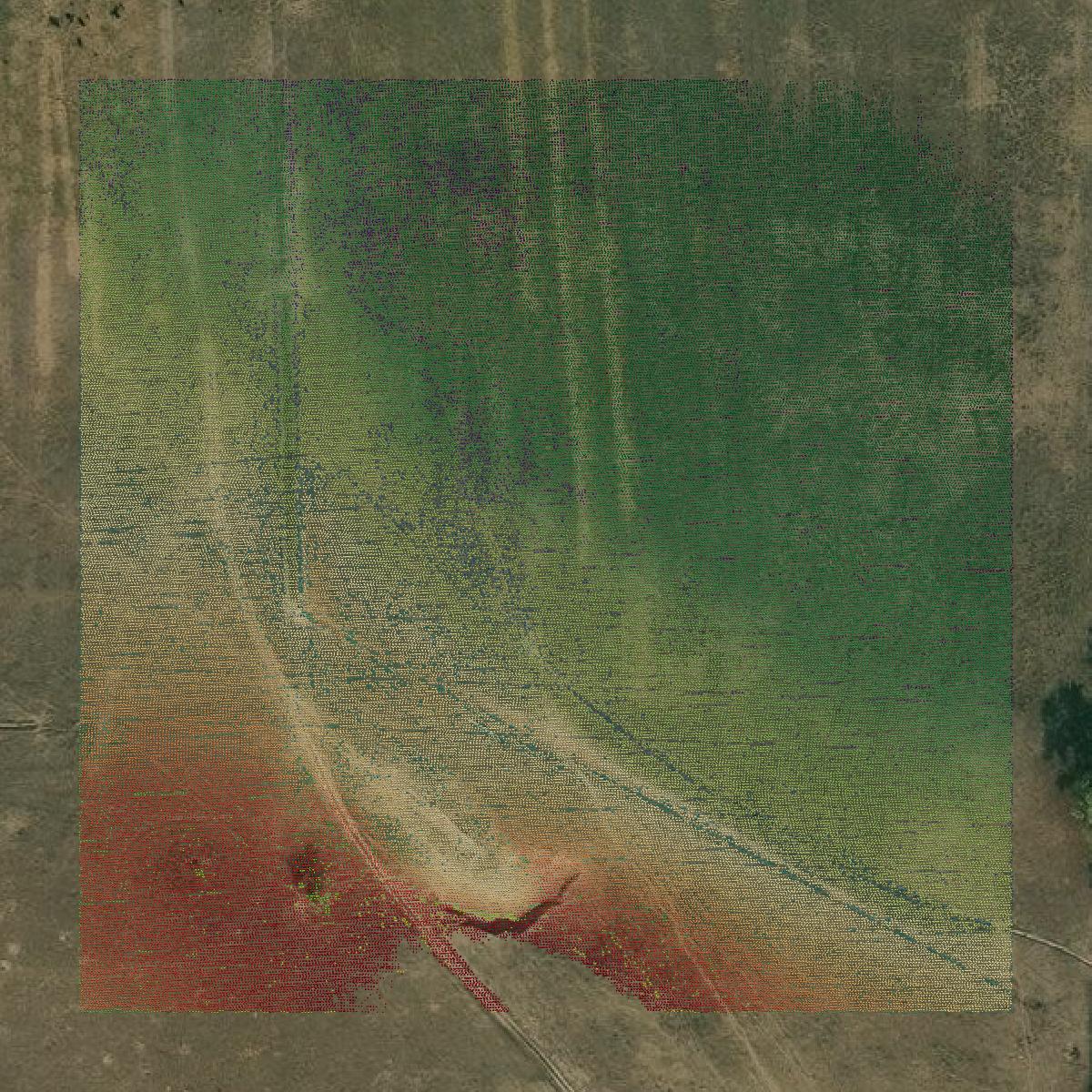 This image shows a LiDAR point cloud in Goshen County created using GIS data in Equator.