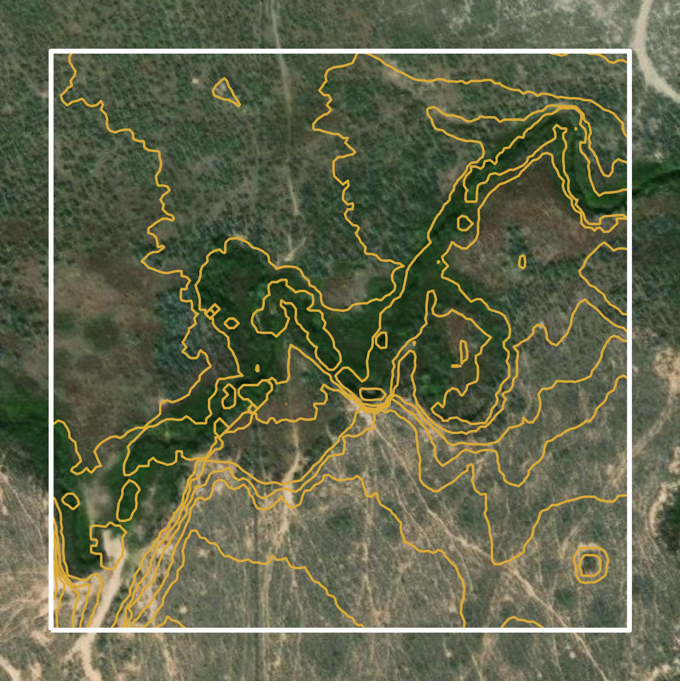 This image shows a contour map in Hot Springs County created using GIS data in Equator.