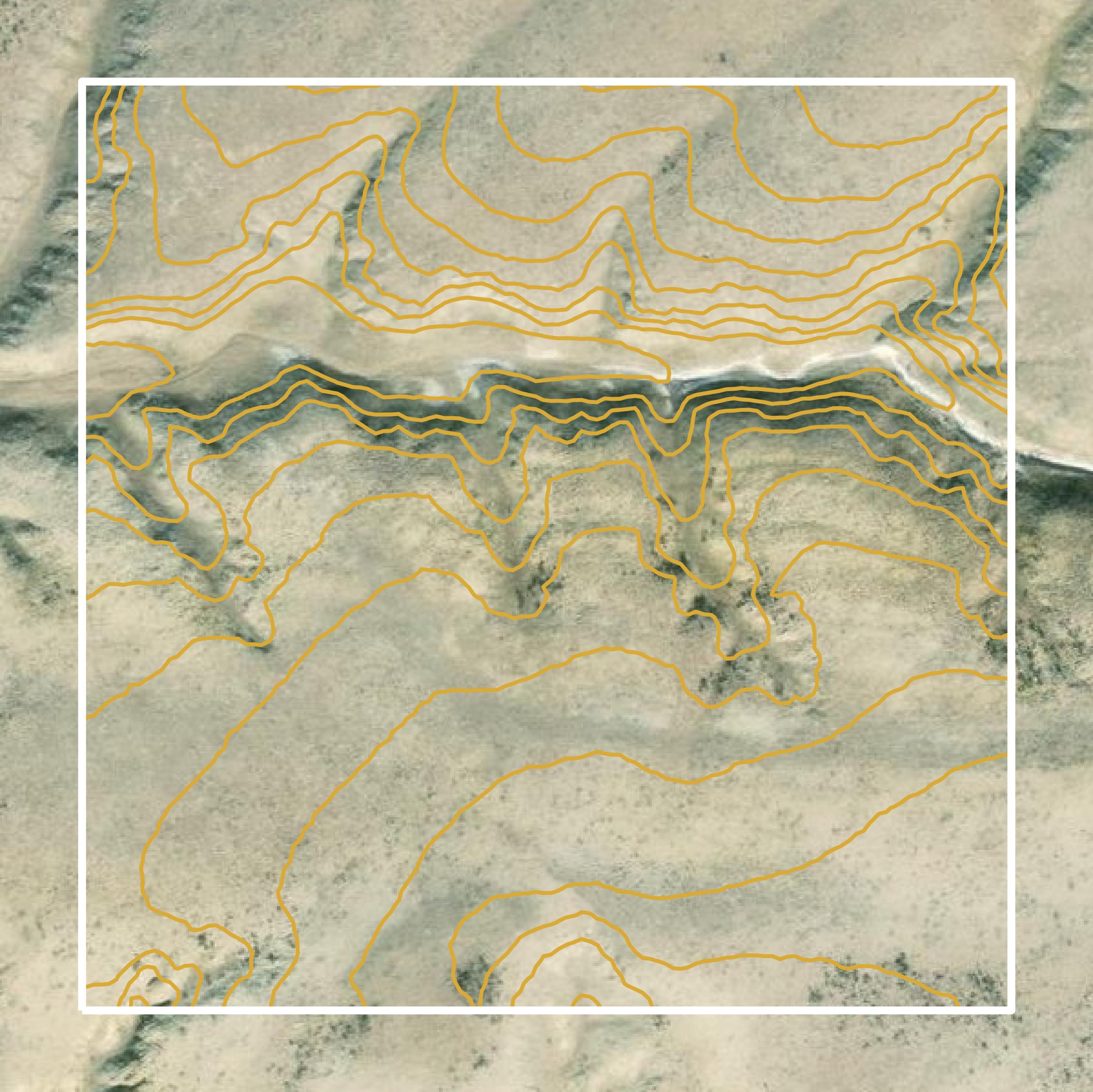 This image shows a contour map in Natrona County created using GIS data in Equator.