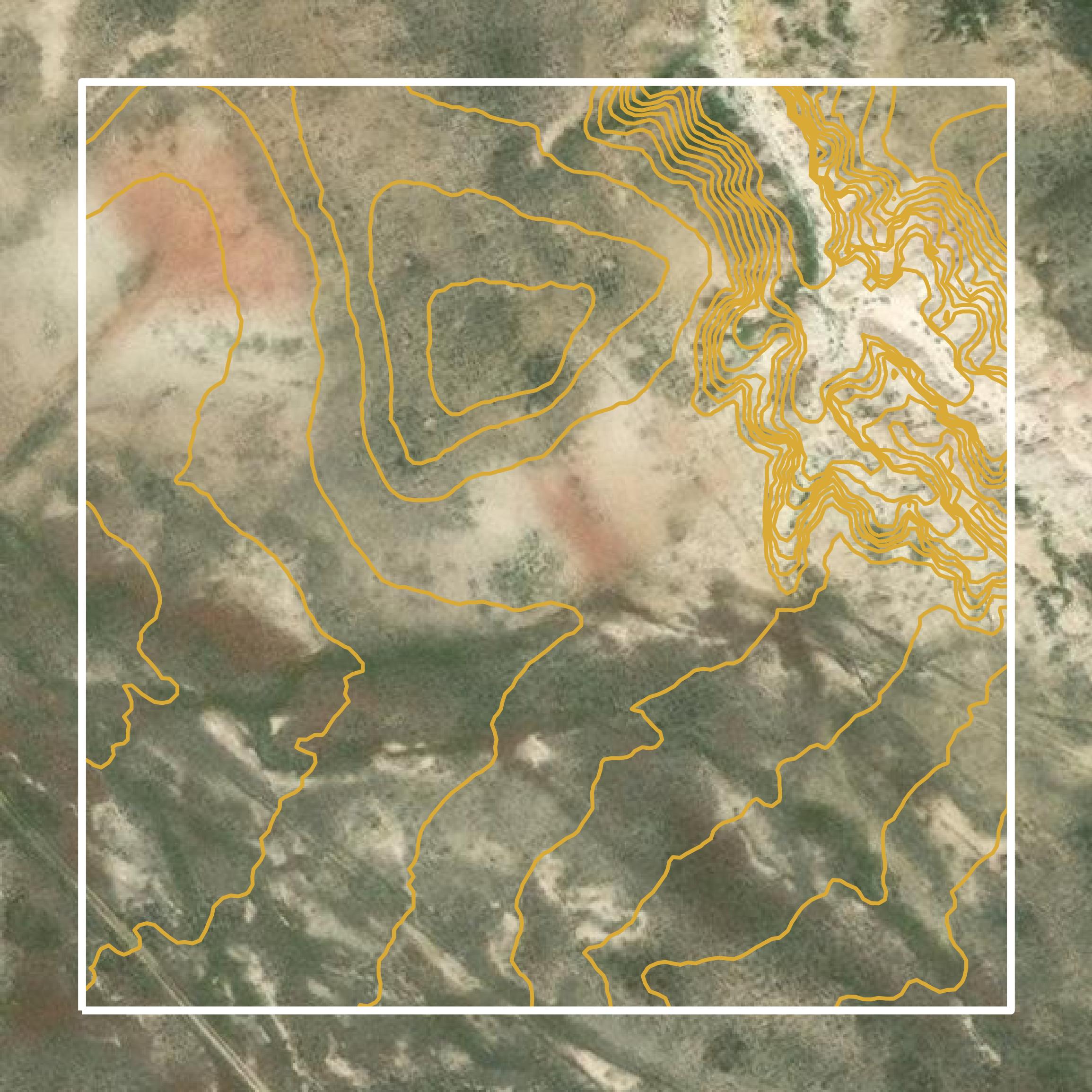 This image shows a contour map in Natrona County created using GIS data in Equator.