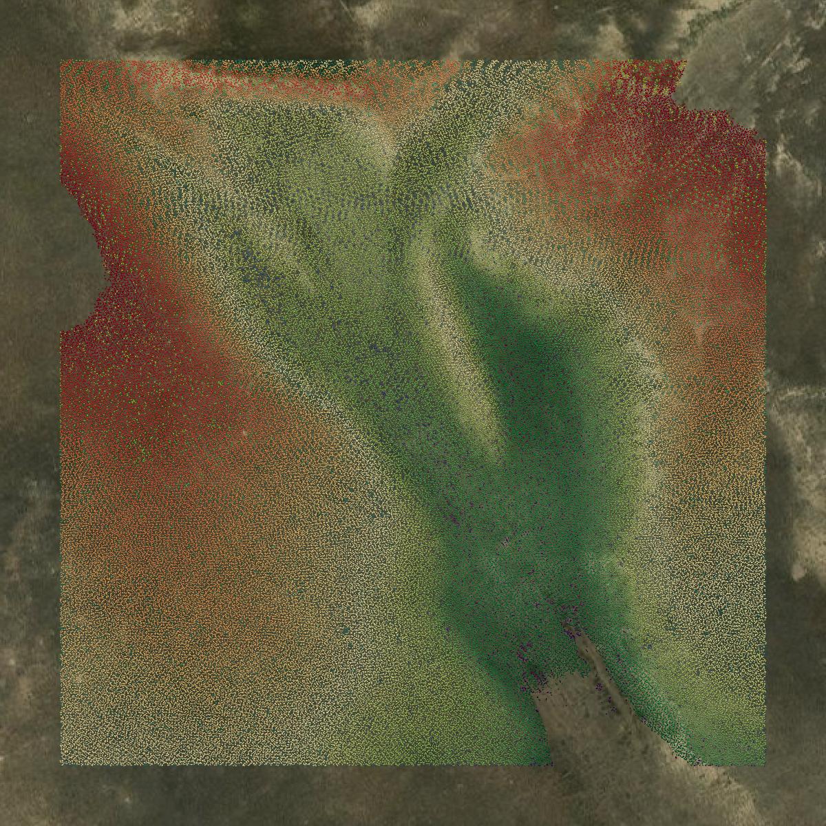 This image shows a LiDAR point cloud in Niobrara County created using GIS data in Equator.