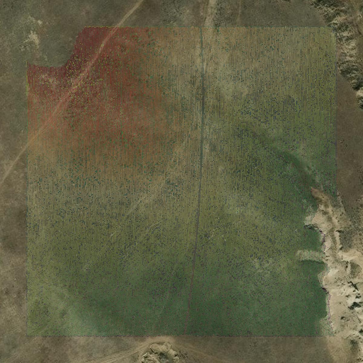 This image shows a LiDAR point cloud in Niobrara County created using GIS data in Equator.