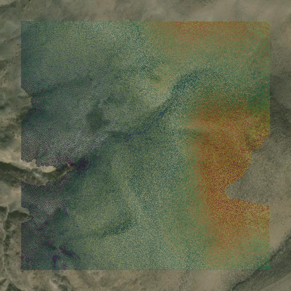 This image shows a LiDAR point cloud in Park County created using GIS data in Equator.