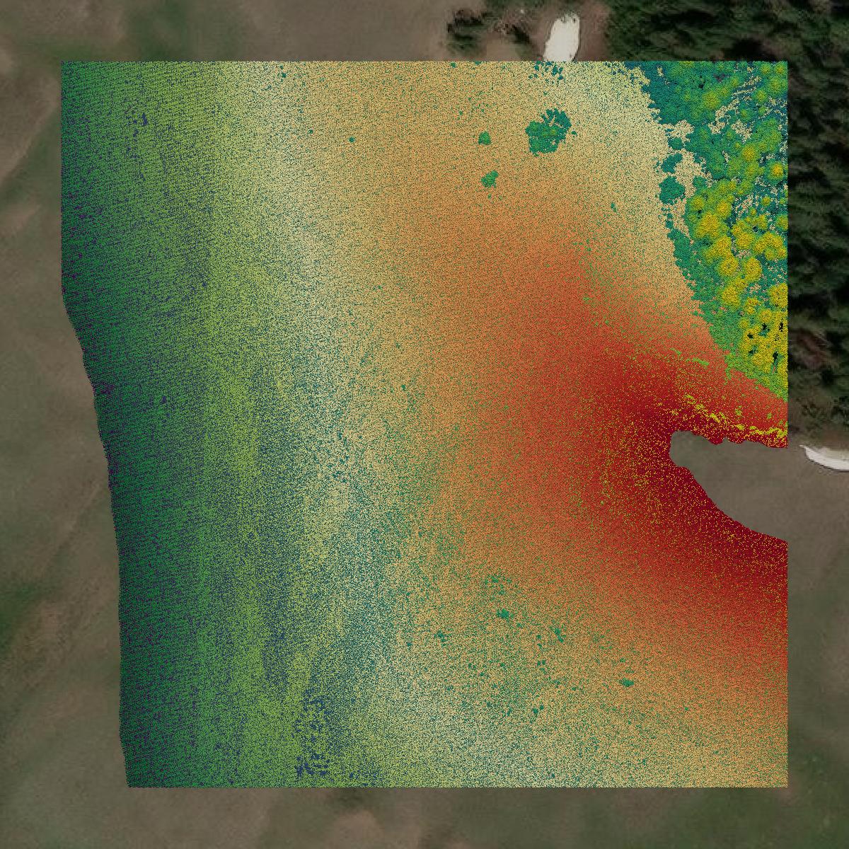 This image shows a LiDAR point cloud in Park County created using GIS data in Equator.