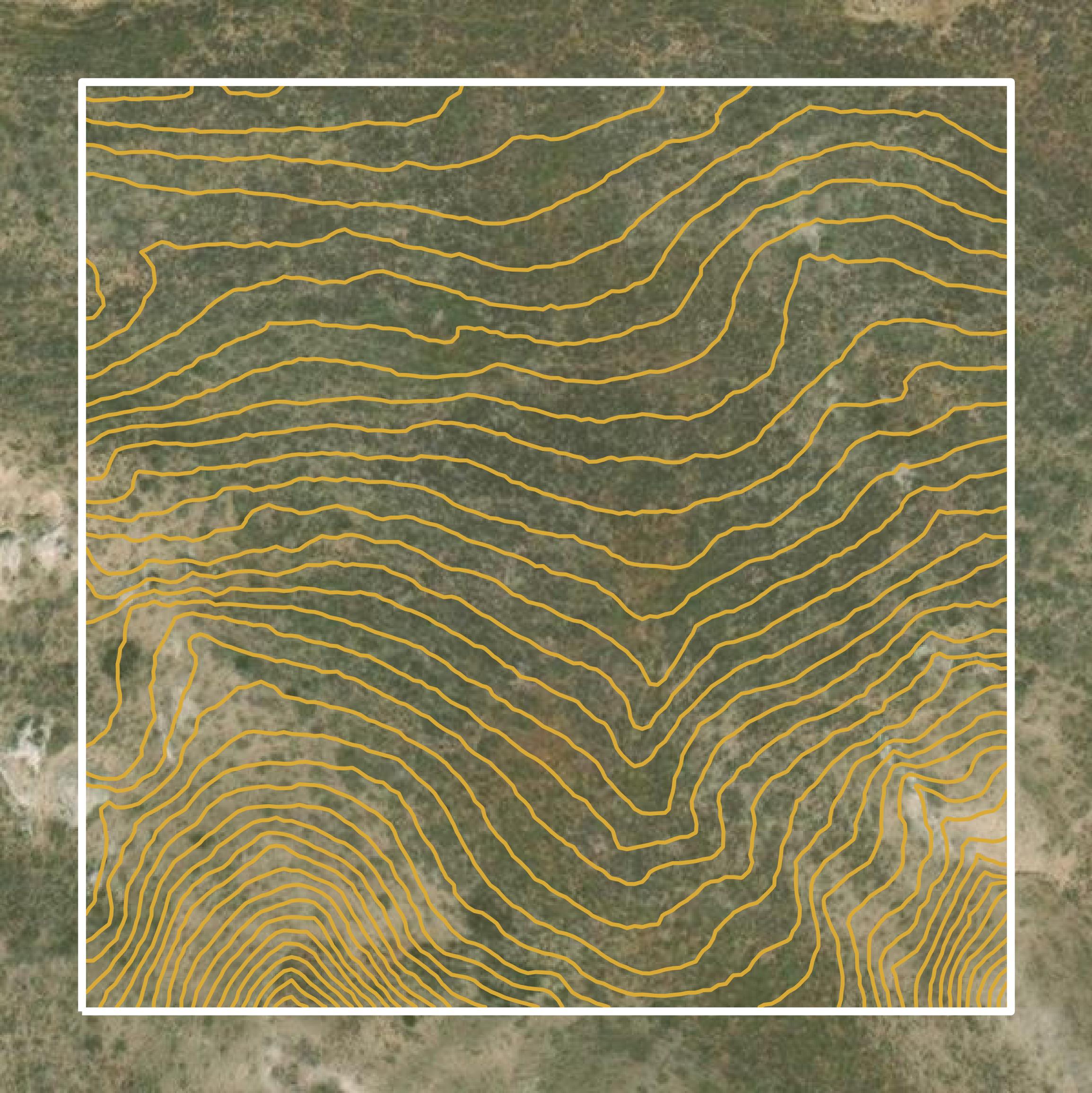 This image shows a contour map in Platte County created using GIS data in Equator.