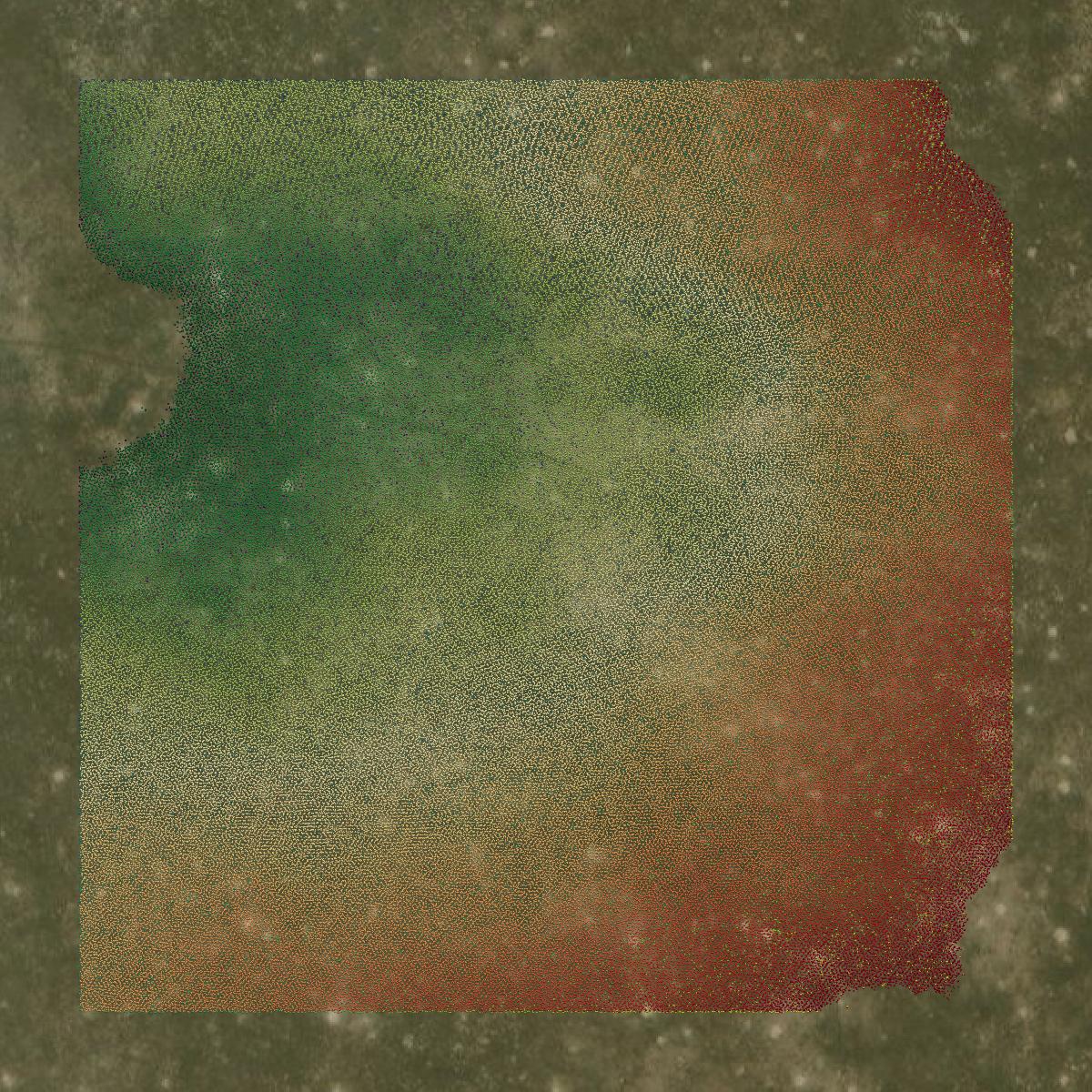 This image shows a LiDAR point cloud in Platte County created using GIS data in Equator.