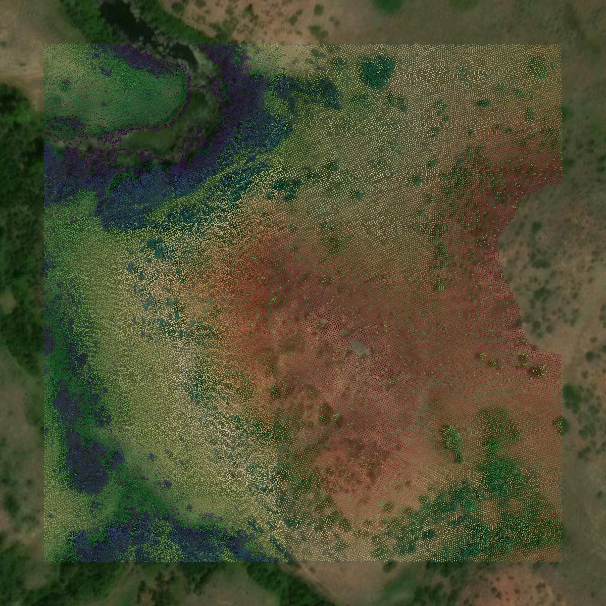 This image shows a LiDAR point cloud in Sheridan County created using GIS data in Equator.