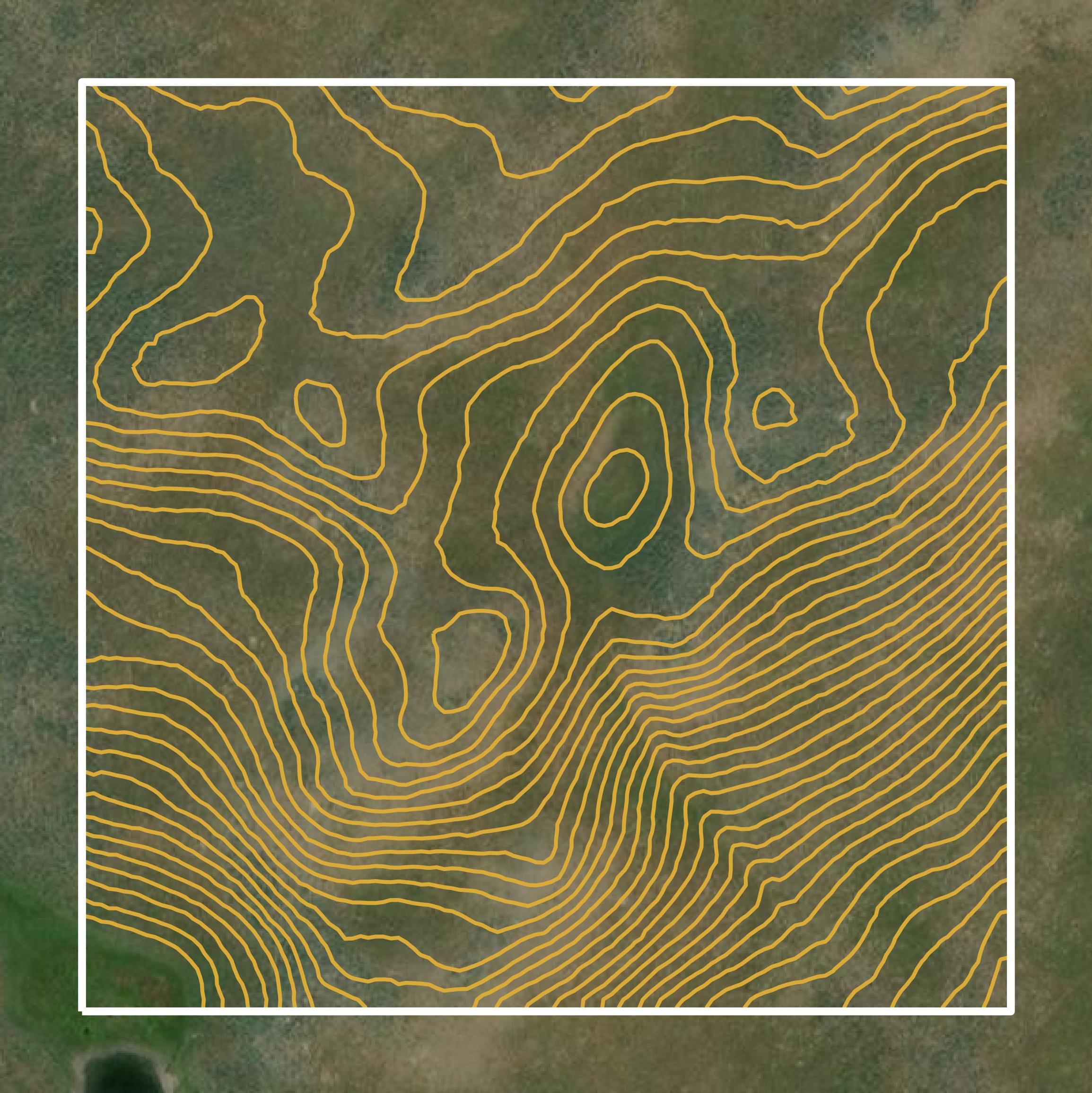 This image shows a contour map in Sublette County created using GIS data in Equator.
