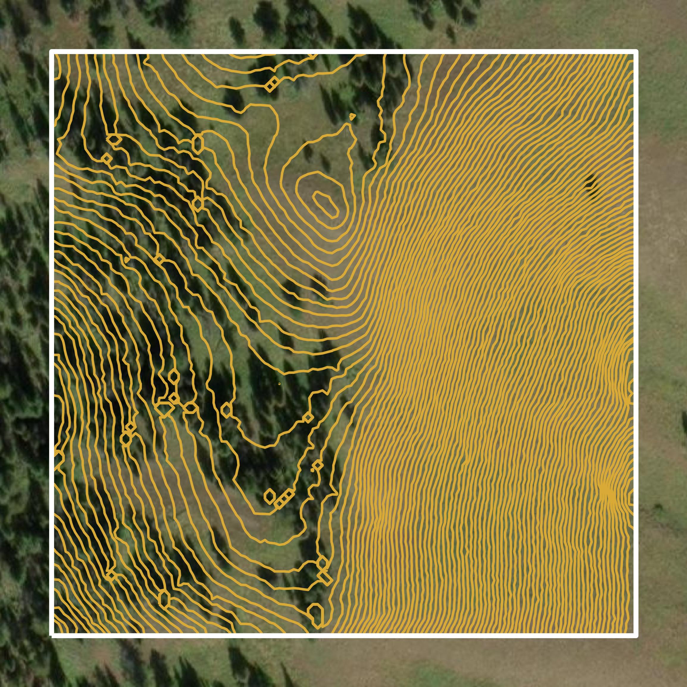 This image shows a contour map in Teton County created using GIS data in Equator.
