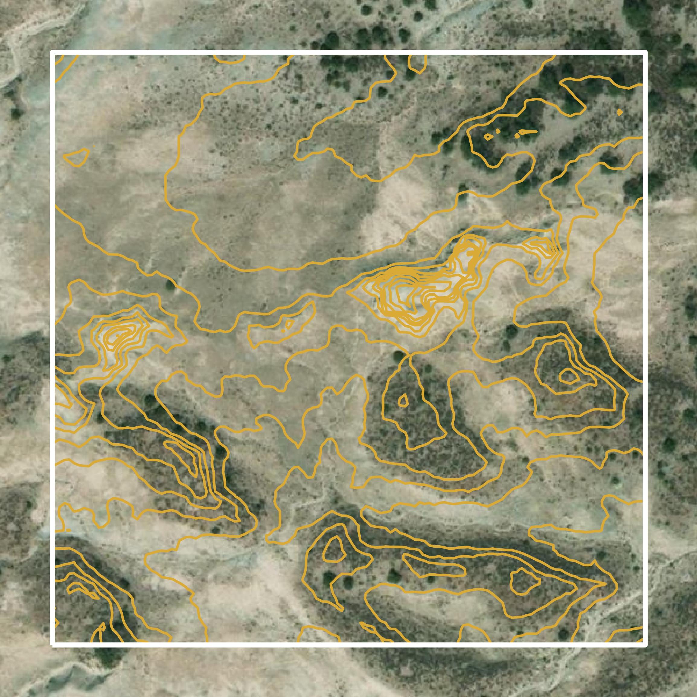 This image shows a contour map in Uinta County created using GIS data in Equator.