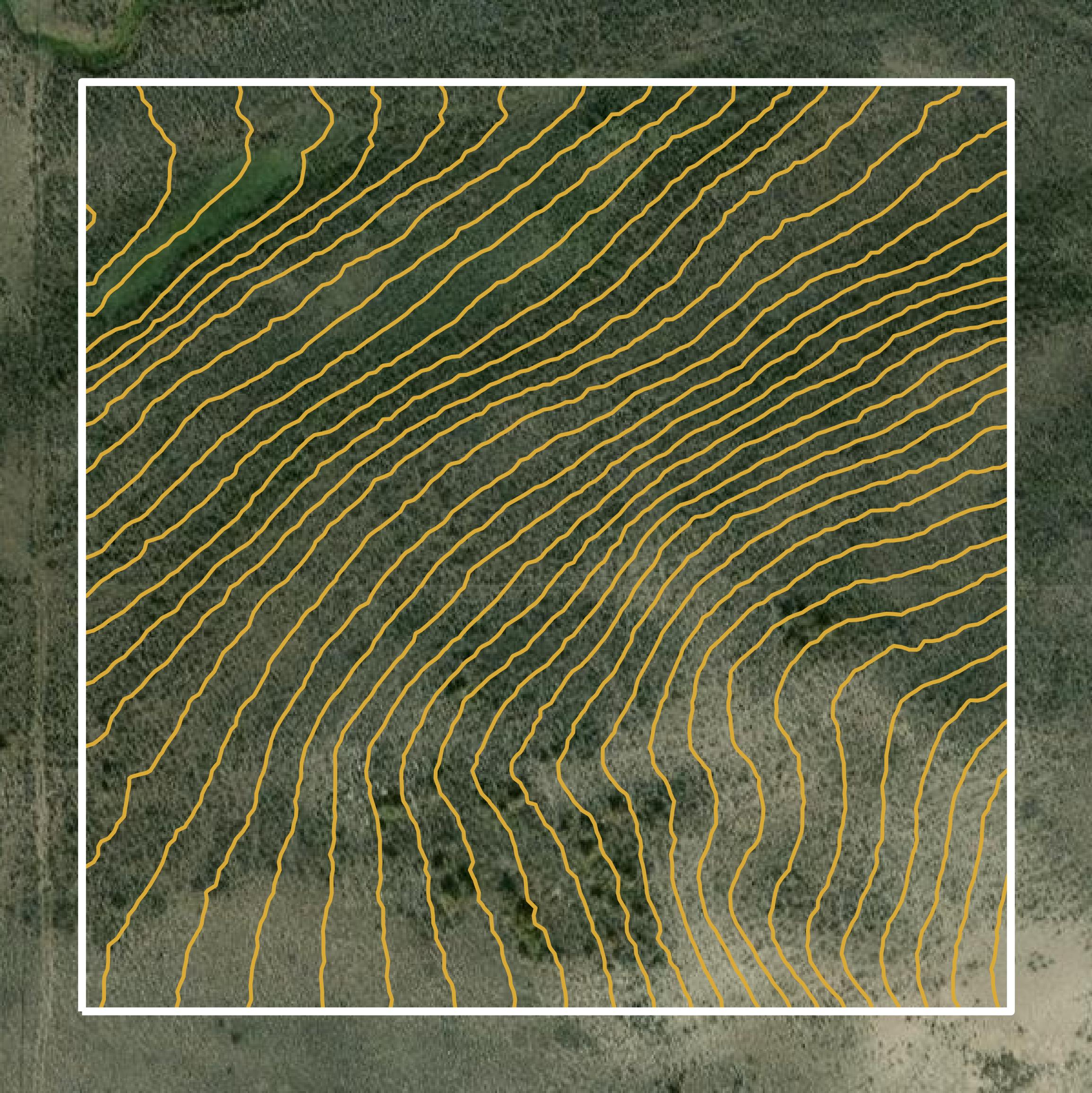 This image shows a contour map in Uinta County created using GIS data in Equator.