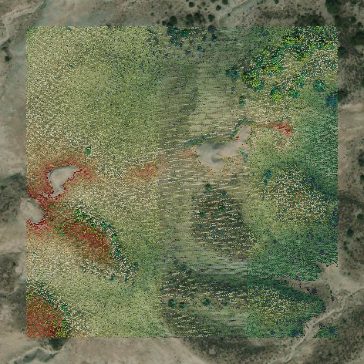 This image shows a LiDAR point cloud in Uinta County created using GIS data in Equator.