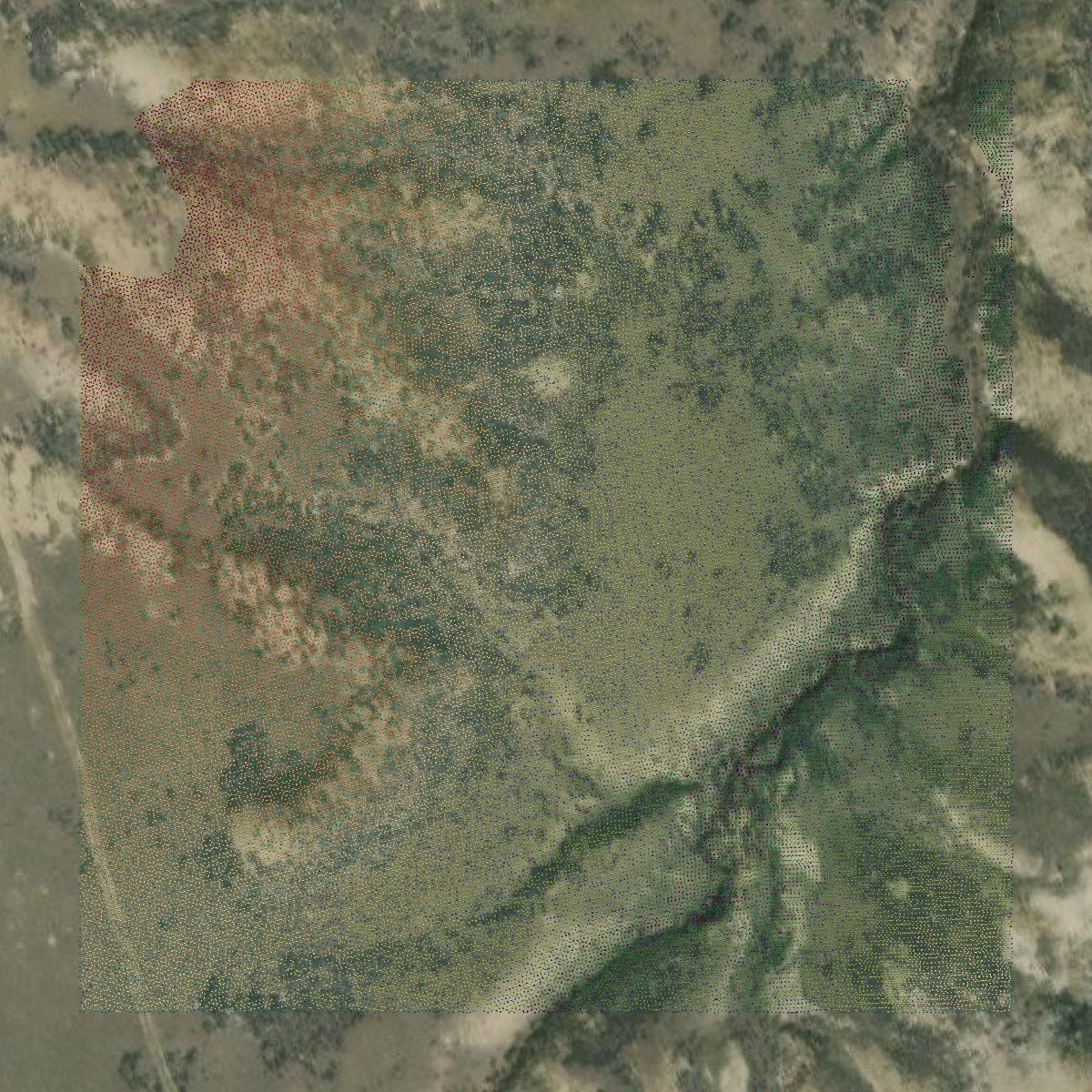 This image shows a LiDAR point cloud in Washakie County created using GIS data in Equator.
