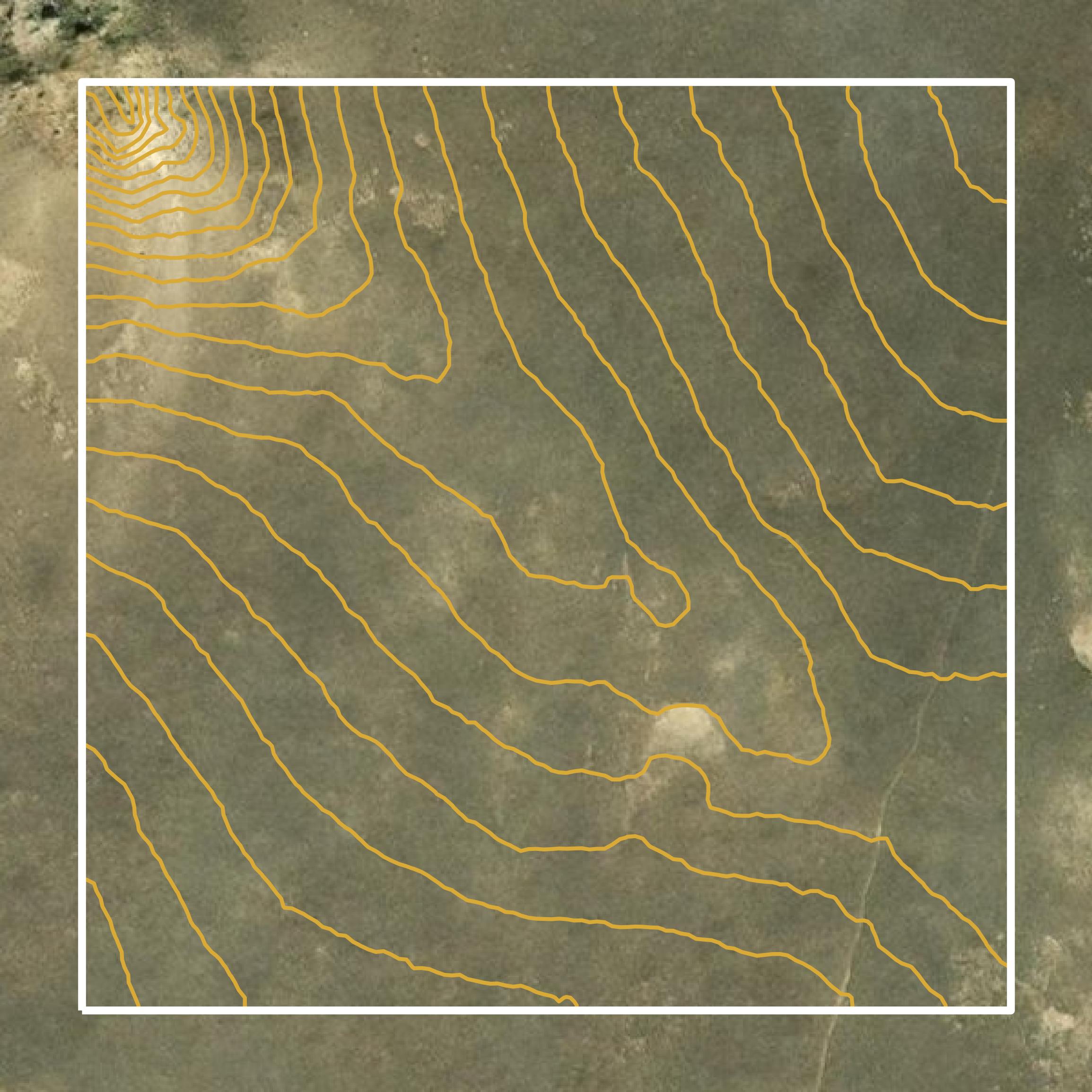 This image shows a contour map in Weston County created using GIS data in Equator.